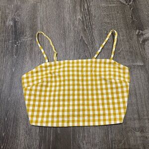 Yellow gingham cropped tank top